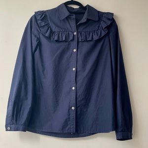A.P.C. Memphis navy blue checked blouse